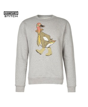 Duck Graphic Crewneck Sweatshirt in Grey Marl