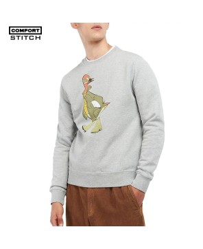 Duck Graphic Crewneck Sweatshirt in Grey Marl