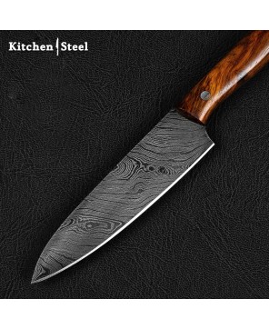 Damascus Steel Petty Utility Kitchen Knife with Walnut Handle