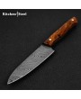 Damascus Steel Petty Utility Kitchen Knife with Walnut Handle