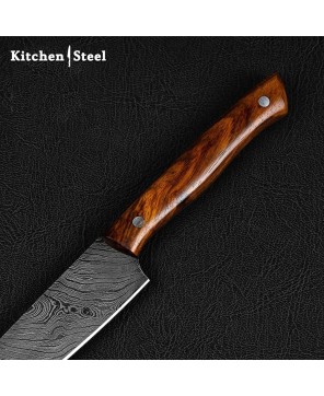 Damascus Steel Petty Utility Kitchen Knife with Walnut Handle