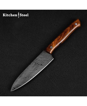 Damascus Steel Petty Utility Kitchen Knife with Walnut Handle