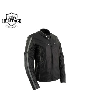 Heritage Women’s Black Silver Vented Moto Jacket