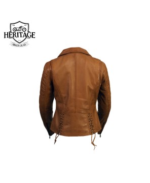 Heritage Women's ‘Duchess’ Whiskey Leather Moto Jacket