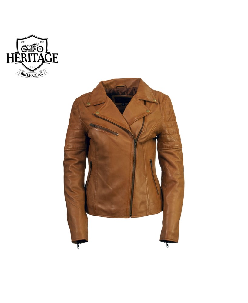 Heritage Women's ‘Duchess’ Whiskey Leather Moto Jacket