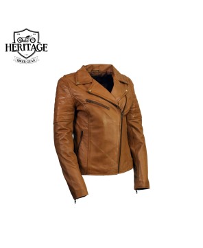 Heritage Women's ‘Duchess’ Whiskey Leather Moto Jacket