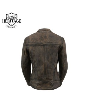 Women's Distressed Brown Leather Jacket