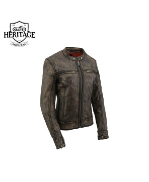 Women's Distressed Brown Leather Jacket