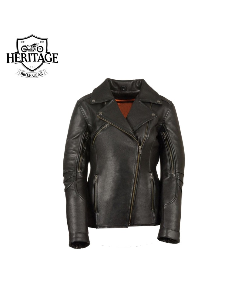 Women's Belt-Less Vented Leather Jacket