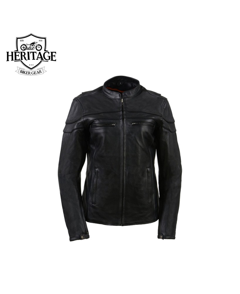 Heritage Women's Black Biker Leather Jacket