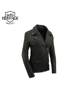 Heritage Women's Black Lambskin Moto Jacket