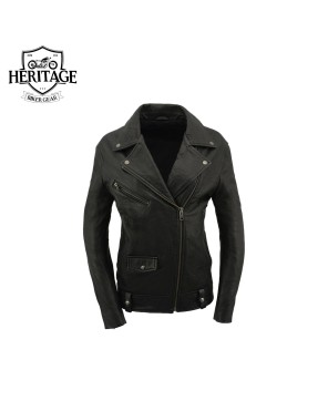 Heritage Women's Black Lambskin Moto Jacket