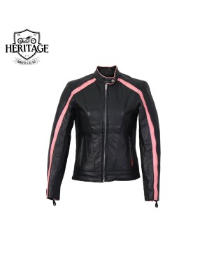 Heritage Pink Striped Leather Jacket