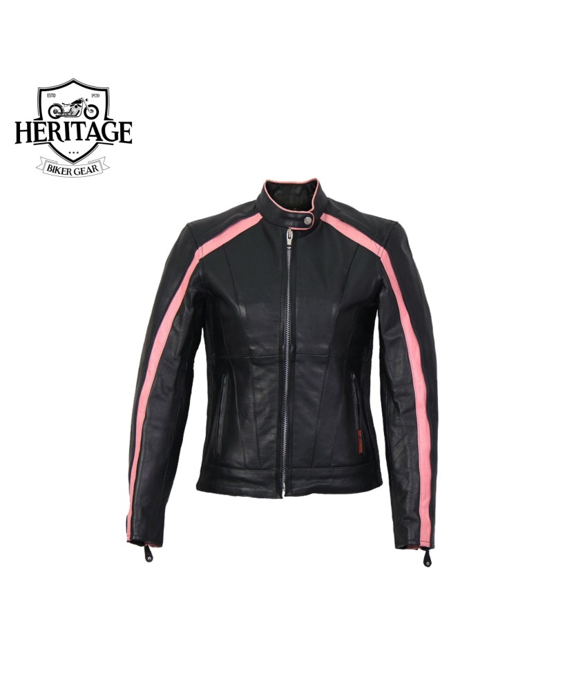 Heritage Pink Striped Leather Jacket