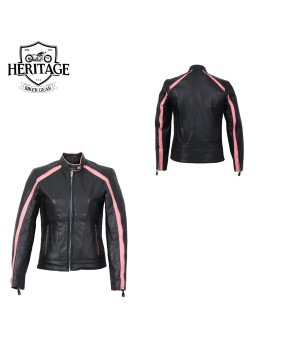 Heritage Pink Striped Leather Jacket