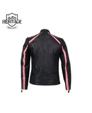 Heritage Pink Striped Leather Jacket