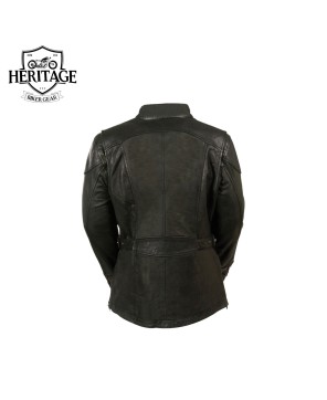 Heritage Women's Black Gator Embossed Leather Jacket