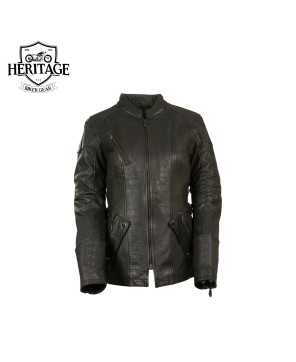 Heritage Women's Black Gator Embossed Leather Jacket