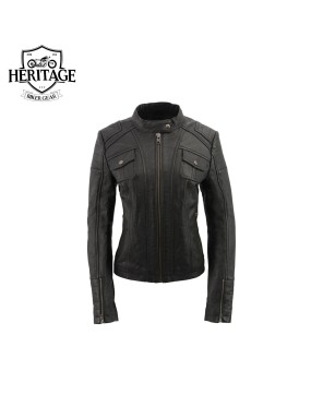 Heritage Women's 'Quilted' Black Leather Jacket