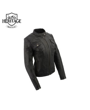 Heritage Women's 'Quilted' Black Leather Jacket