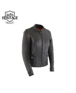 Women's Black Leather Biker Jacket