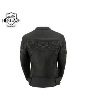 Women's Black Leather Scooter Jacket