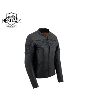 Women's Black Leather Scooter Jacket