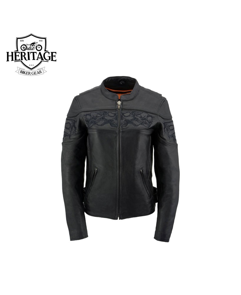 Women's Black Leather Scooter Jacket