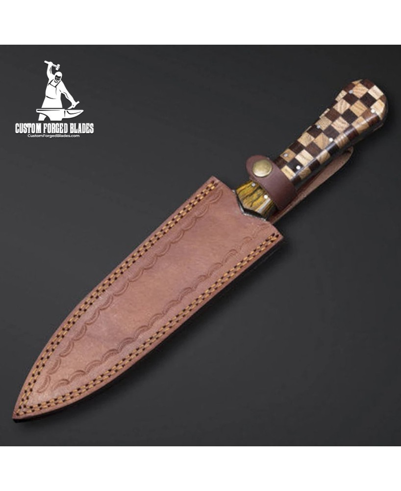 Custom Handmade Damascus Hunting Dagger Knife By Custom Forged Blades