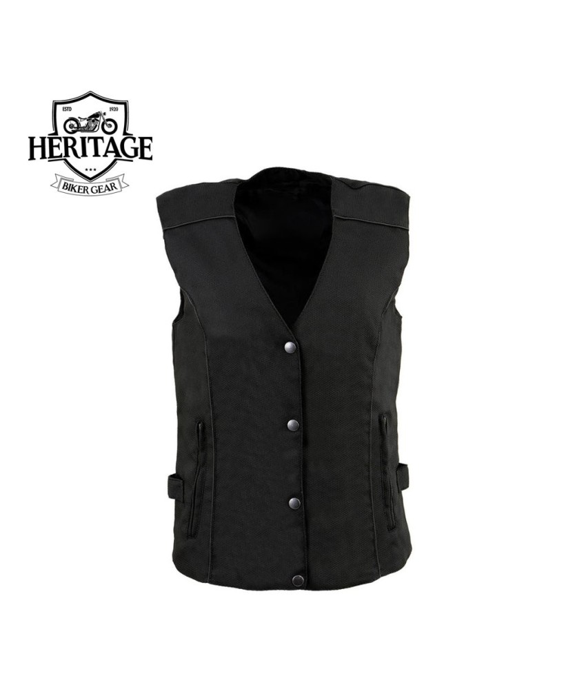 Heritage Leather Ladies Black/Purple Winged Embroidery Vest