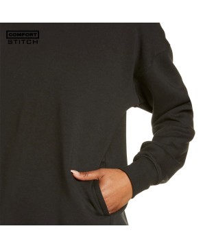 Crewneck Sweatshirt with Side Pockets - Black