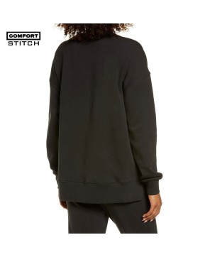 Crewneck Sweatshirt with Side Pockets - Black