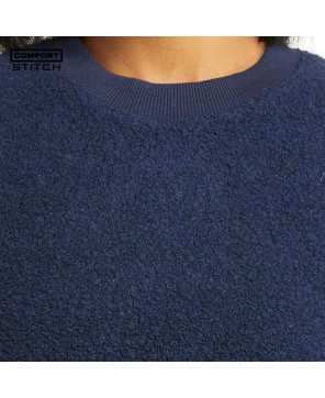 Mega Fleece Sweatshirt - Navy with Ribbed Trim