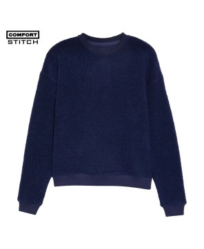 Mega Fleece Sweatshirt - Navy with Ribbed Trim