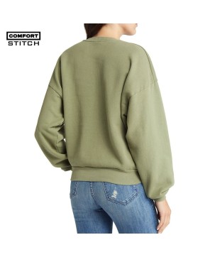 Cotton Graphic Sweatshirt - Olive Crew-Neck