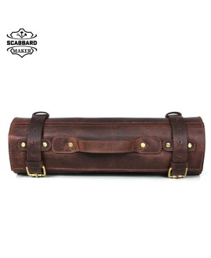 Corozo Hanging Leather Knife Roll - Walnut Brown, 10 Slots