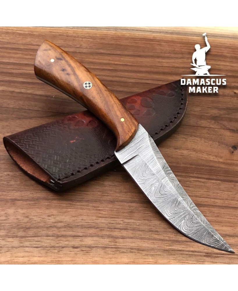 Handmade Damascus Hunting Bushcraft Knife