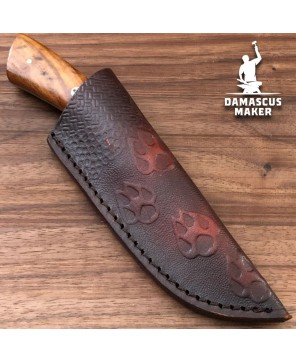 Handmade Damascus Hunting Bushcraft Knife