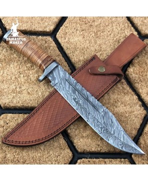 Custom Damascus Hunting Bowie