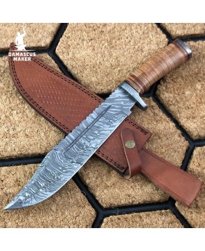 Custom Damascus Hunting Bowie