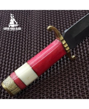 Damascus Dagger Knife Camel Bone Handle