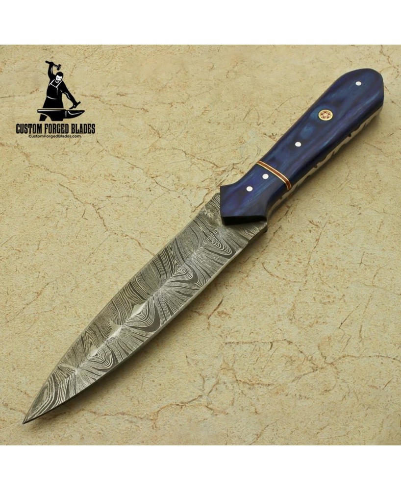 Custom Hand Forged Damascus Steel Dagger Knife+sheath By Custom Forged Blades