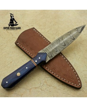 Custom Hand Forged Damascus Steel Dagger Knife+sheath By Custom Forged Blades