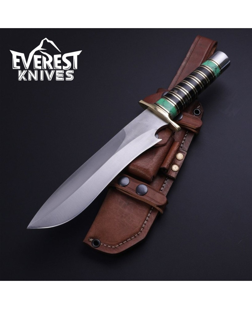 Handcrafted D2 Steel Bowie Knife: Custom Combat Blade