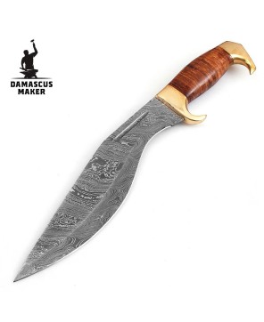 Damascus Steel Kukri Knife - Handcrafted for Wilderness Mastery