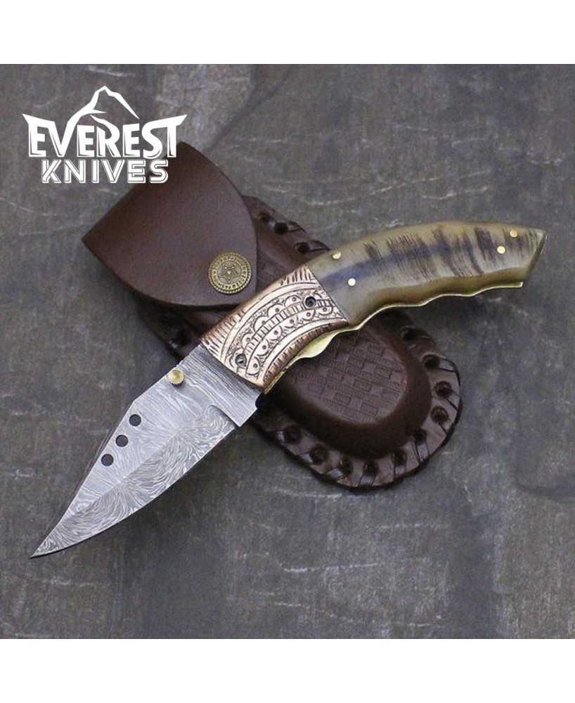 Custom Handmade Damascus Folding Knife