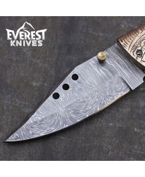 Custom Handmade Damascus Folding Knife