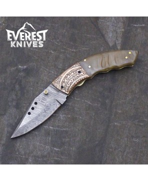 Custom Handmade Damascus Folding Knife