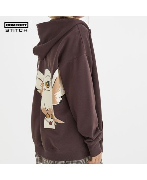 Oversized Printed Zipper Hooded 