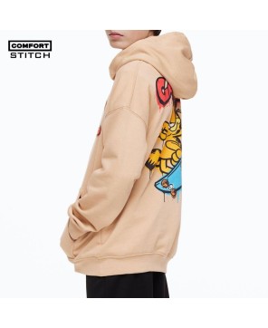 Beige Garfield Print Oversized Hoodie | Comfort Stitch